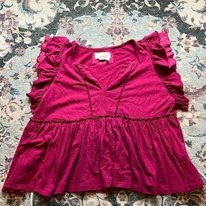Anthropologie flutter sleeve top, M